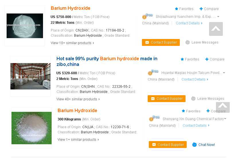 Commercial Price of Barium Hydroxide