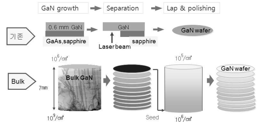 HVPE 법에 의한 Bulk GaN 단결정 성장 모식도