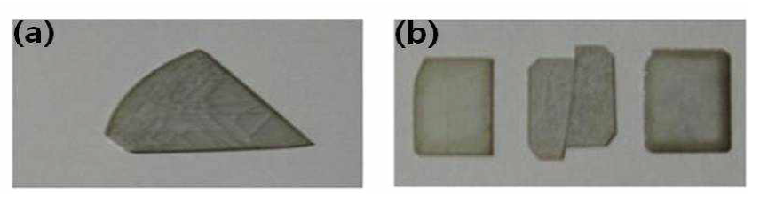 동종 성장결과 (a) 두께 3 ㎛ GaN/Sapphire, (b) free standing GaN 기판