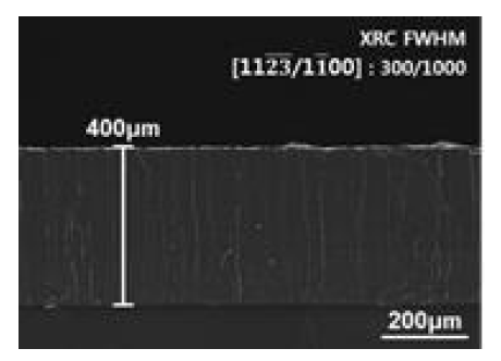 400 ㎛ (112) 반극성 GaN 후막 샘플 단면 사진
