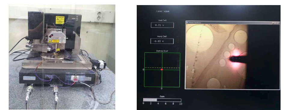 AFM 장비 및 상부 전극 접촉 측정 화면