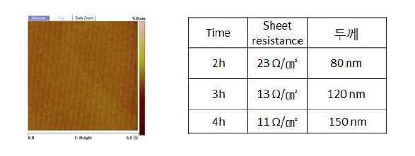 SrRuO3 하부전극의 AFM 및 resistance