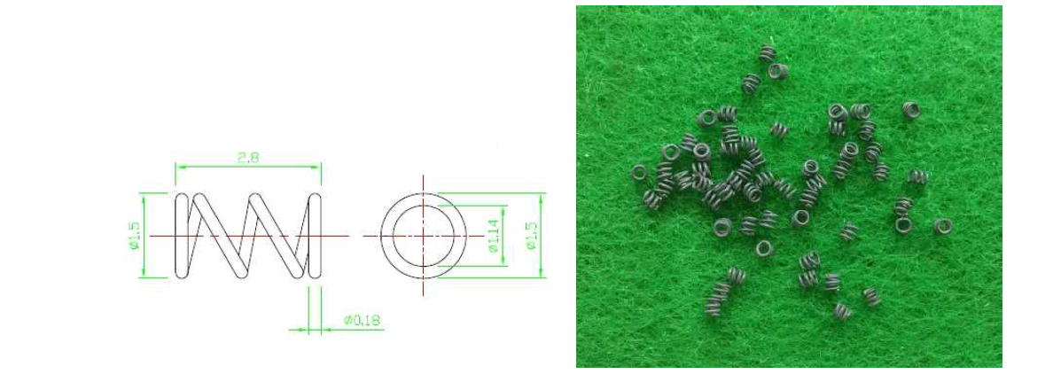 FROCTL용 SMA 스프링의 설계(위) 및 실물사진(아래)
