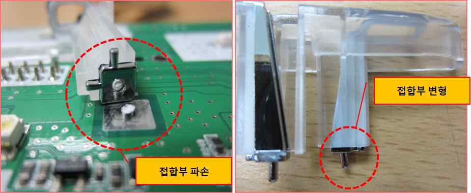 돌기형 전도성 기구물과 PCB 접합 시 문제점 (1차시도)