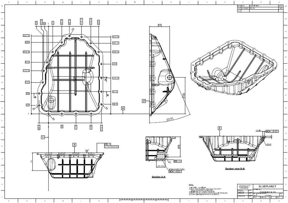 TM Oil Pan 설계 도면