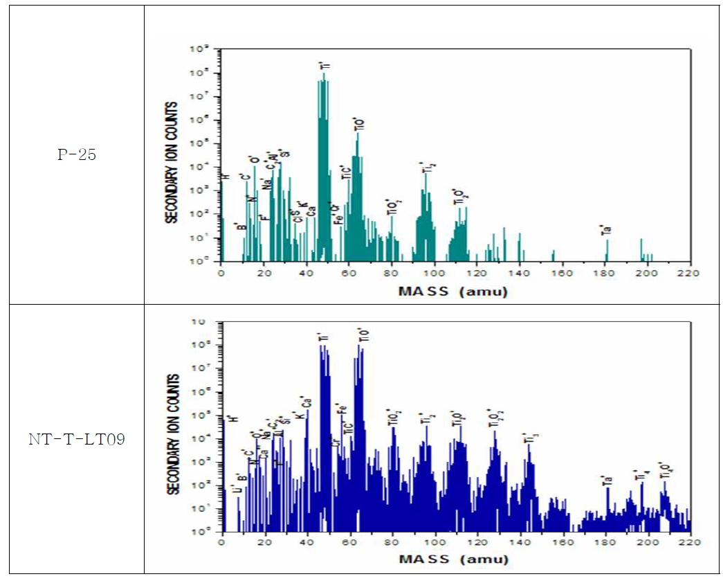 2차 이온질량분석기 분석 결과