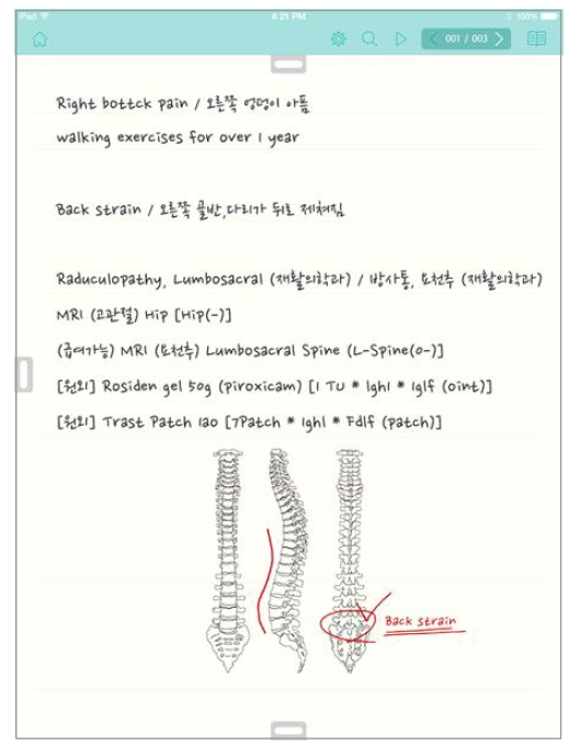 핸드라이팅 화면 (Reading mode)