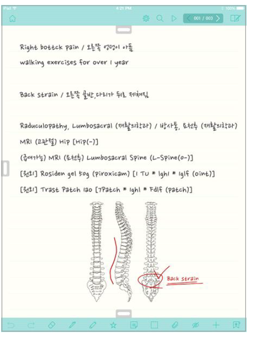 핸드라이팅 화면 (Writing mode)