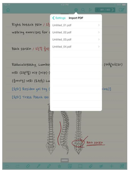 핸드라이팅-Import PDF파일 선택