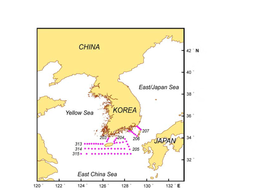 Location of the serial oceanographic stations considering in this study.