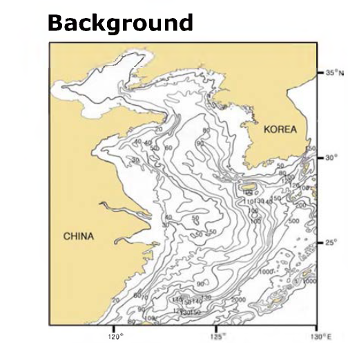 Geography and bathymetry of the Yellow Sea and East China Sea