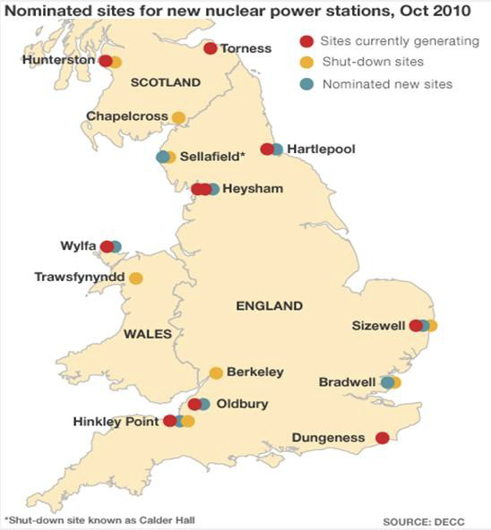 영국 원전 위치도