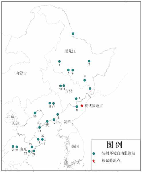 북한 주변 측정소 위치