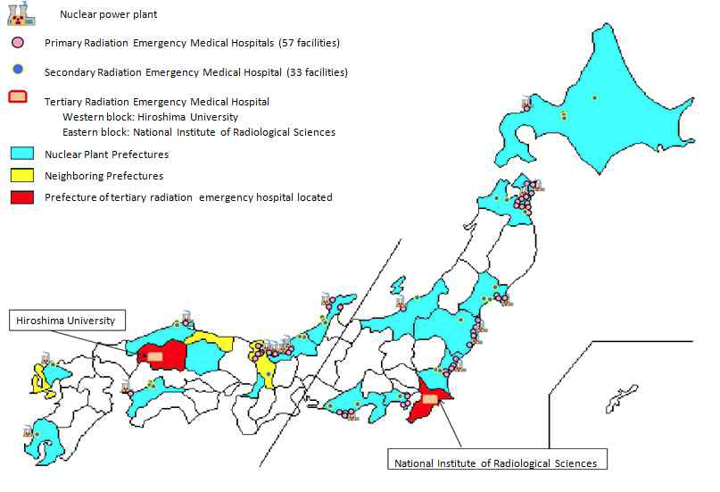 일본 비상 의료 시설 지역 분포