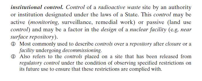 IAEA Safety Glossary의 제도적 관리 정의