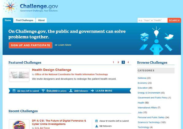 미국의 Challenge.gov에서 진행되고 있는 경연