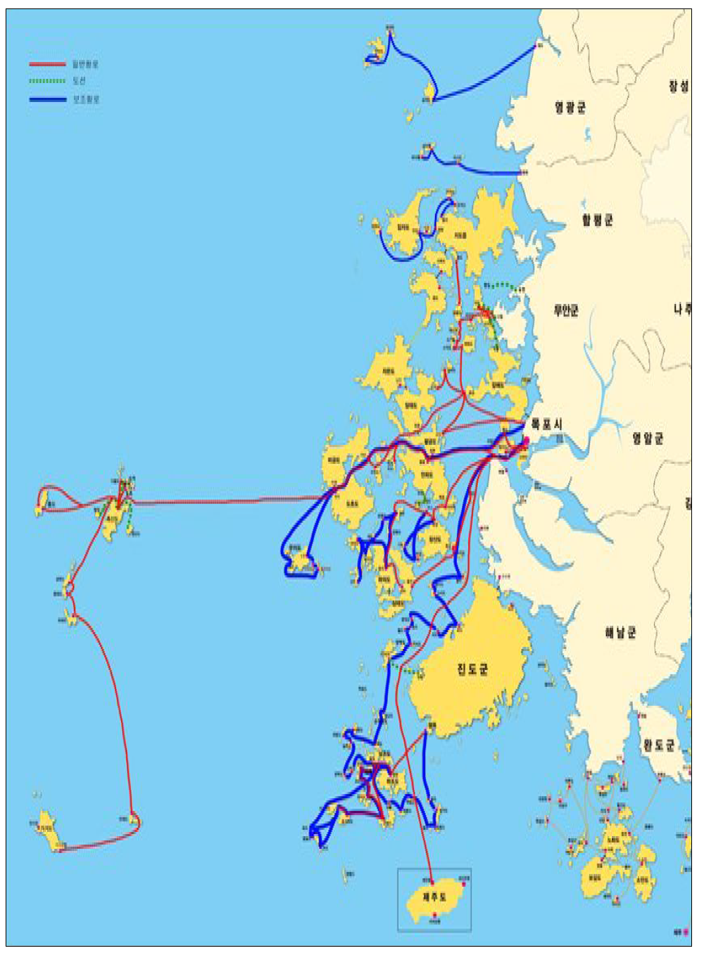목포권 해상교통체계 항로도(현행)