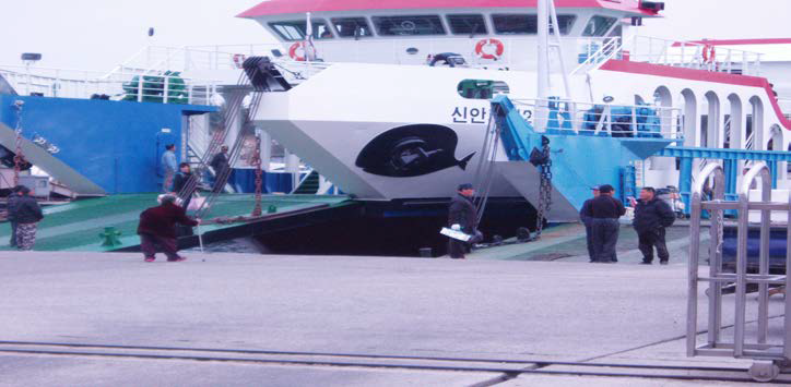 목포연안여객터미널에서 교통약자 차도선 이용사례