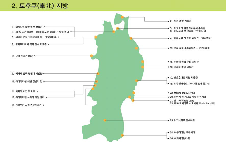 토후쿠 지방 해양문화시설 분포현황