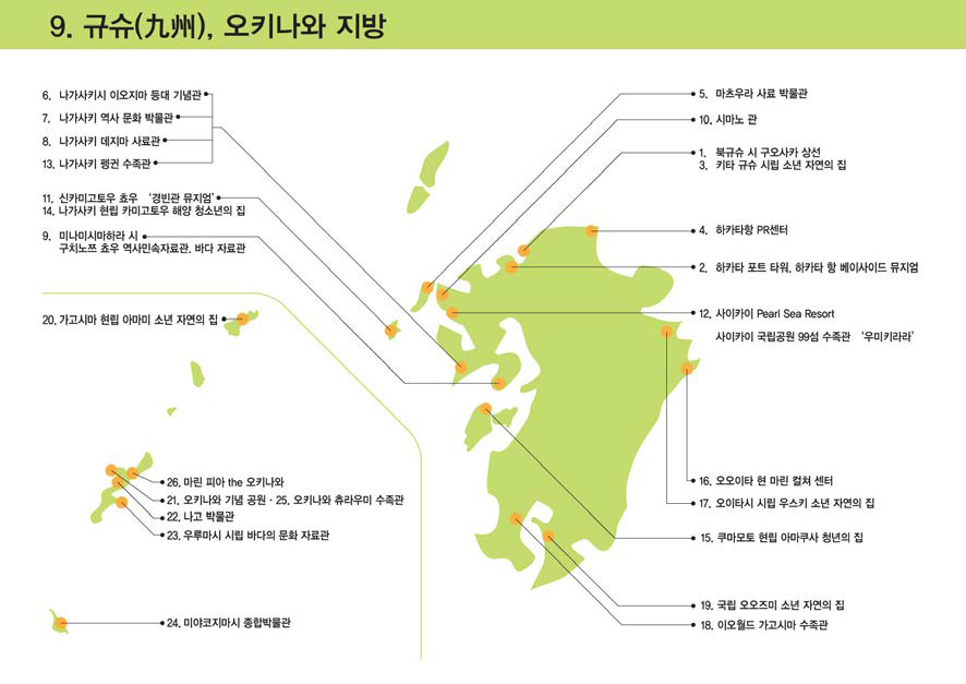 규슈·오키나와 지방 해양문화시설 분포현황