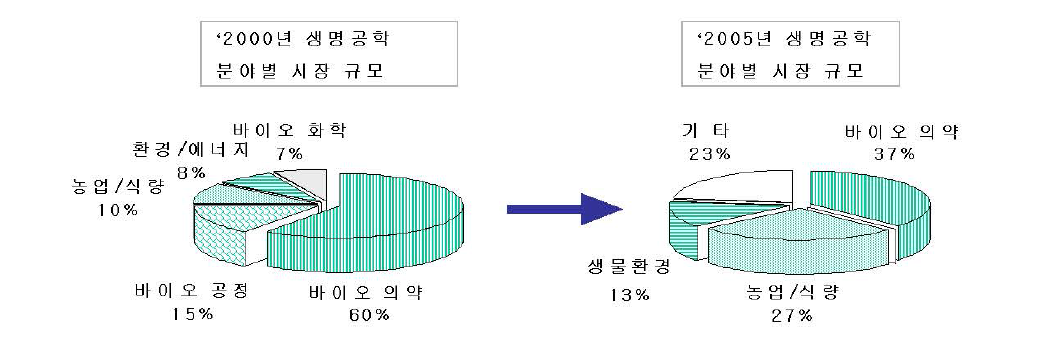 생명공학분야 세계시장 규모 추정(2005)