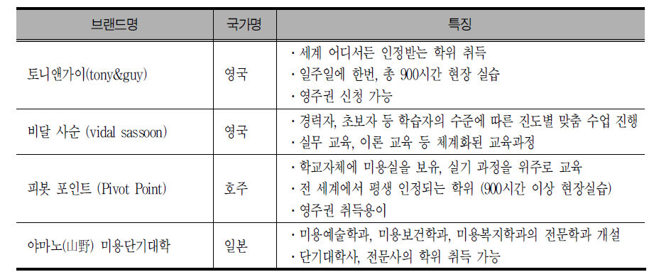 외국의 주요 뷰티 아카데미 현황