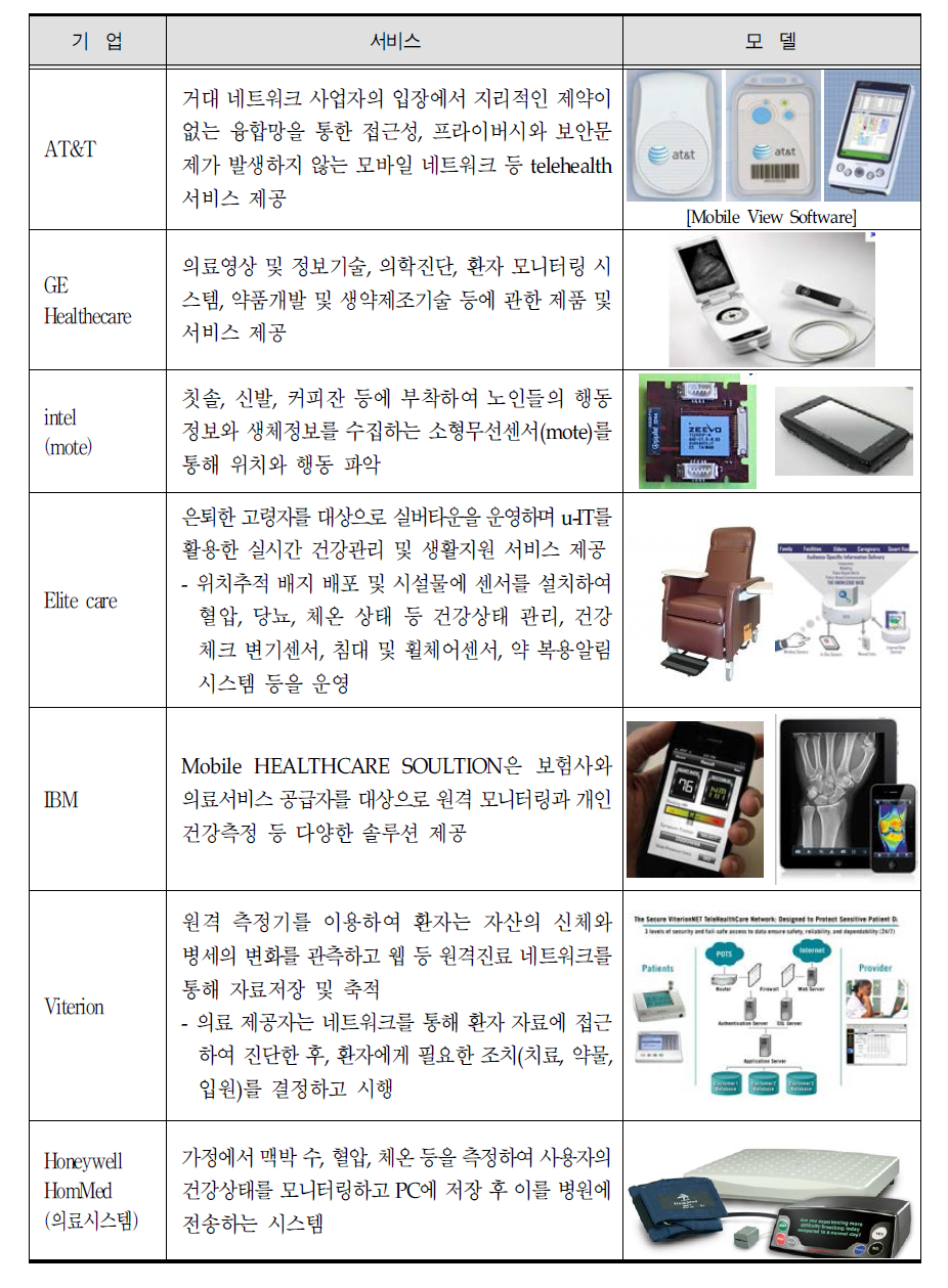 미국 글로벌 기업의 IT와 관련된 Health 서비스 및 모델