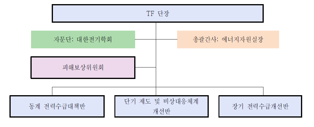 전력위기 대응체계개선 TF 체계도