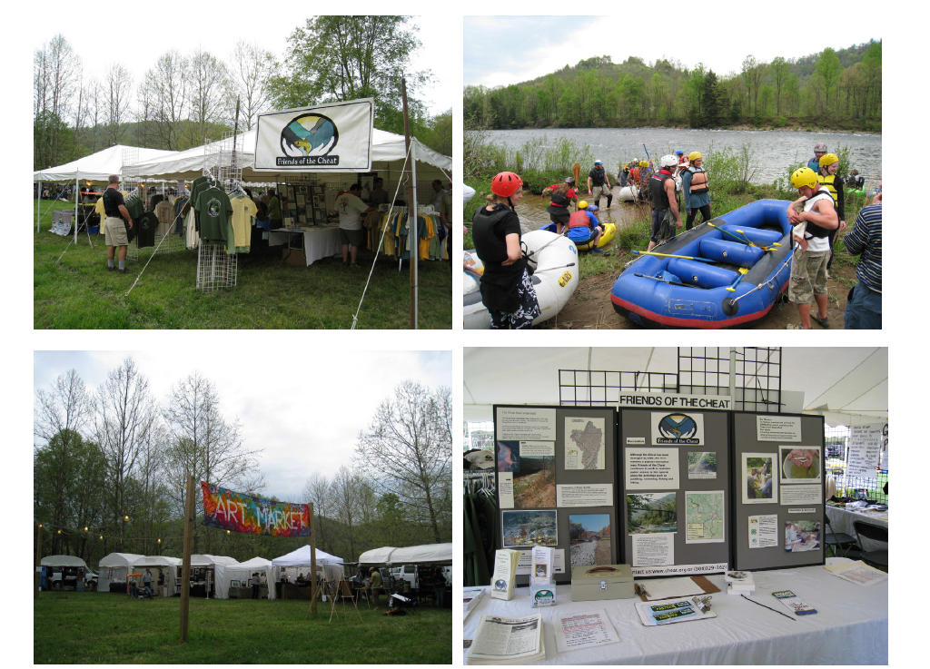 Cheat River Festival. 기념품 판매, 홍보, 교육자료 전시 및 레져활동가능