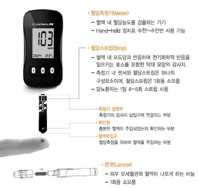 혈당측정장치의 구성(자료 :아이센스)