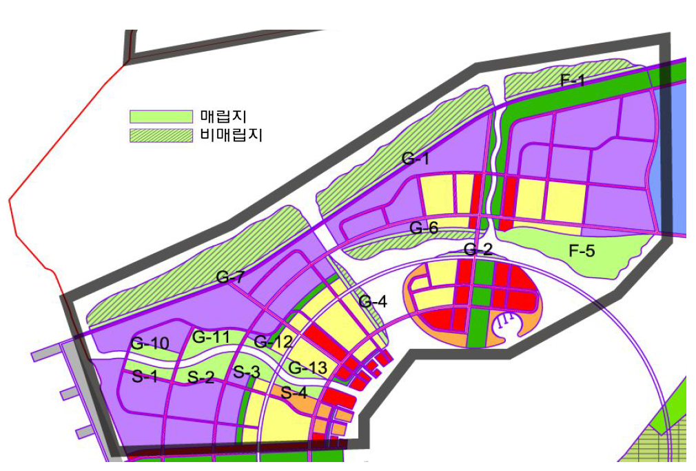 새만금 생태환경용지 복합도시 1권역 공간배치도