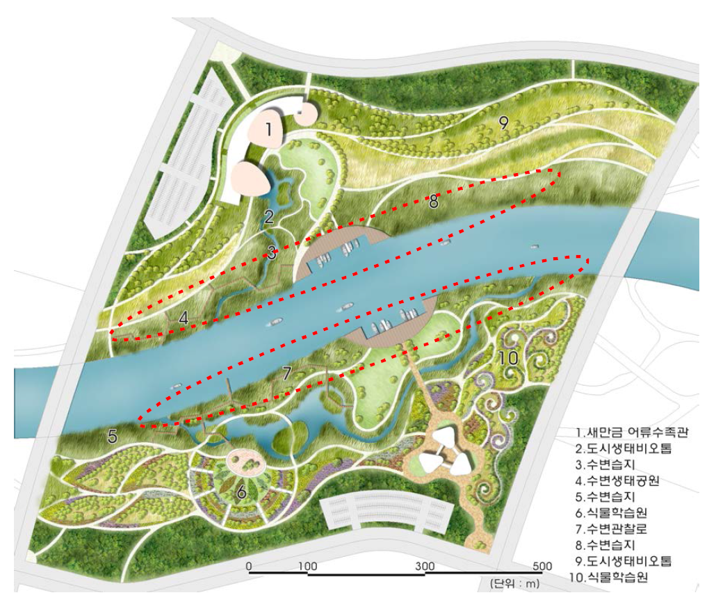 새만금 생태환경용지 복합도시 1권역 수변습지 위치도