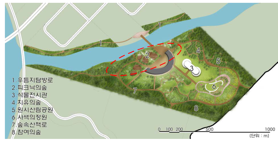 새만금 생태환경용지 복합도시 3권역 피크닉의 숲 위치도