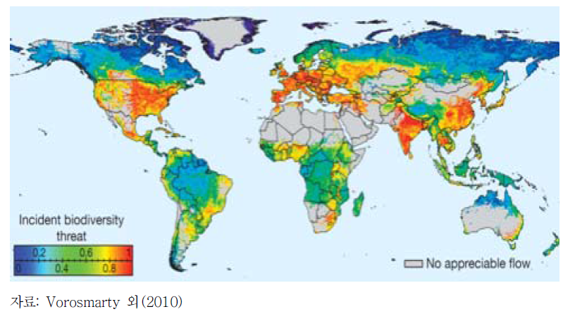 전 세계 생물 다양성 위협을 보여주는 지도