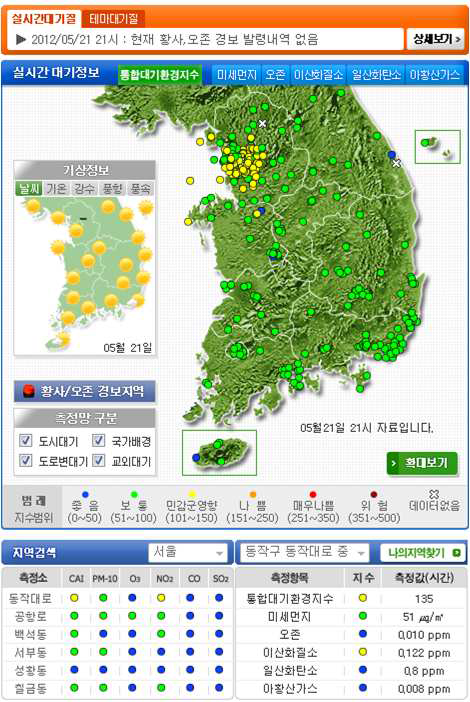 대기오염도 실시간 공개 시스템