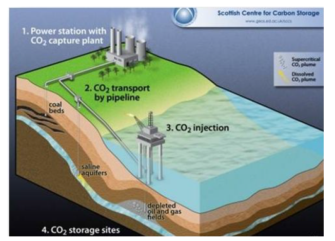 이산화탄소 포집,수송 및 저장과정
