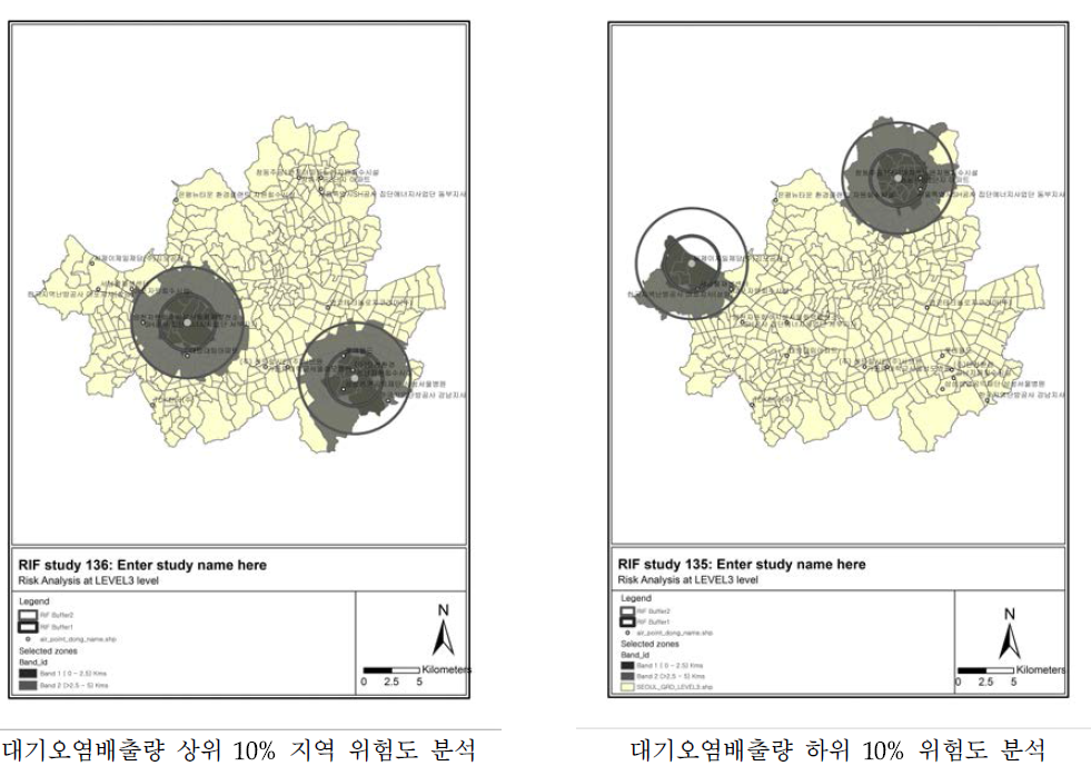 서울시 상하위 10% 대기오염배출시설 리스크 분석