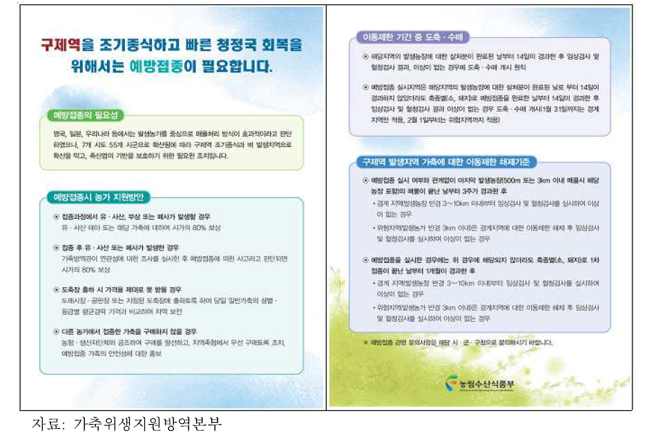 구제역 예방접종 홍보 리플릿