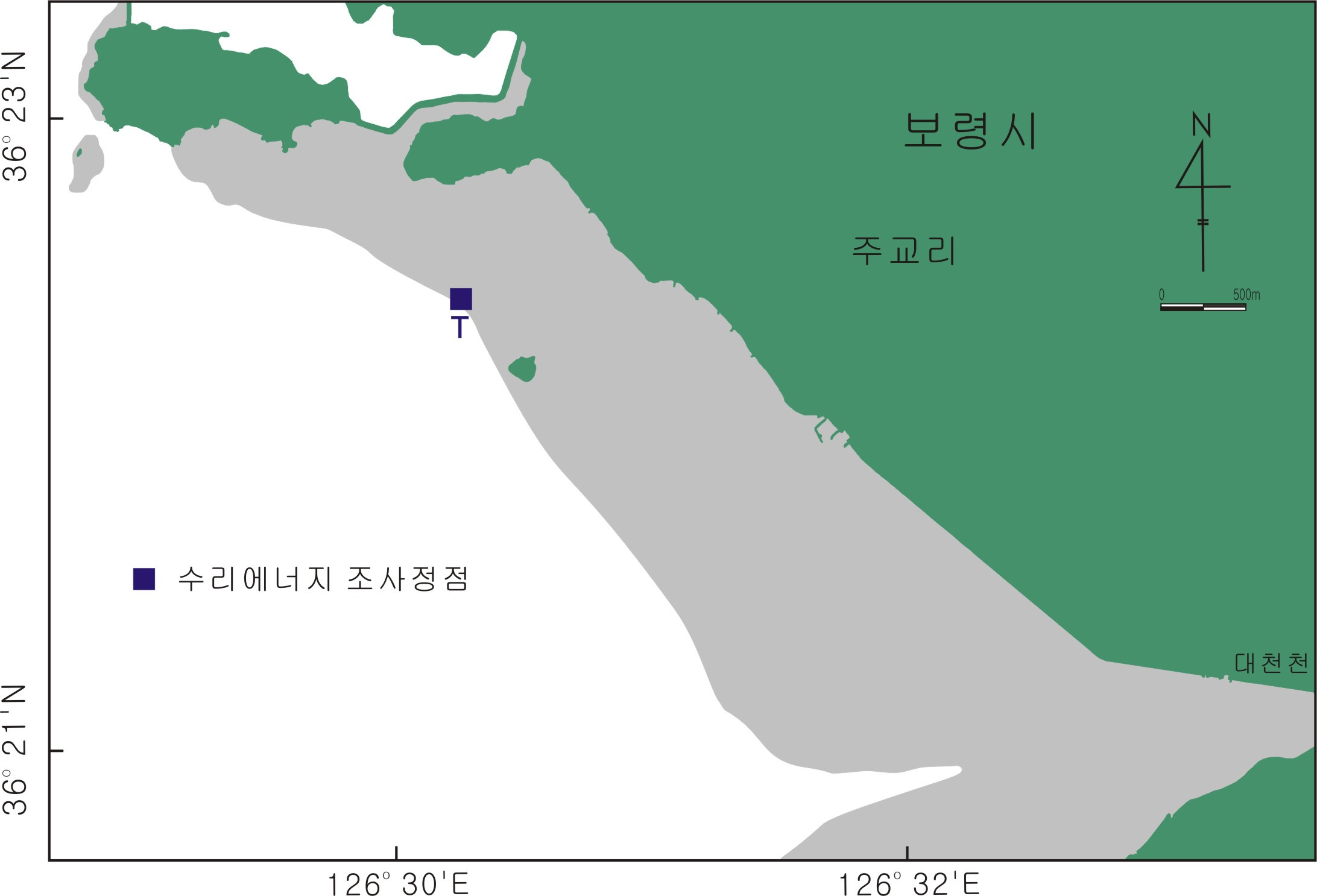 남면 갯벌 수리관측 정점도