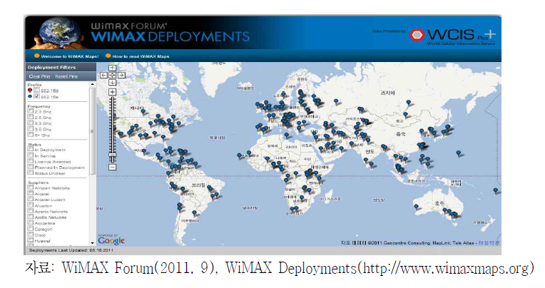 전세계 모바일 WiMAX 서비스 도입 현황