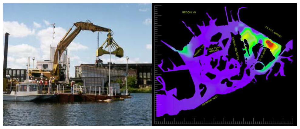 미국 뉴욕항에서의 준설 모습 및 PCB 농도 측정 연구 결과