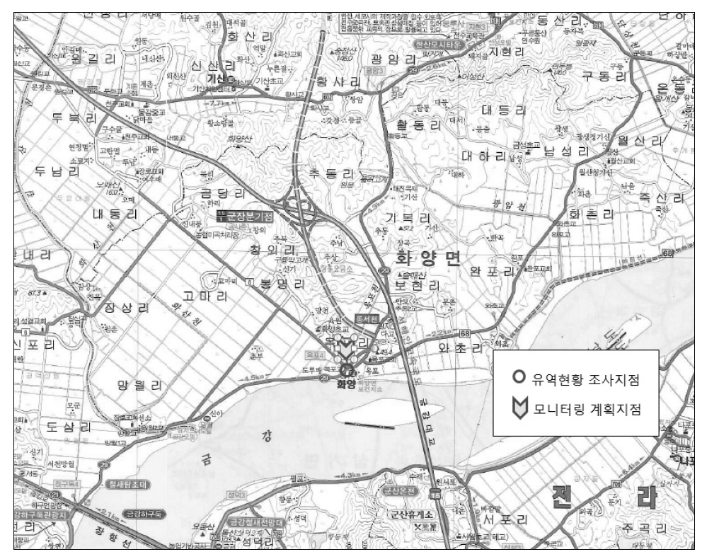 옥포천 유역현황 조사지점