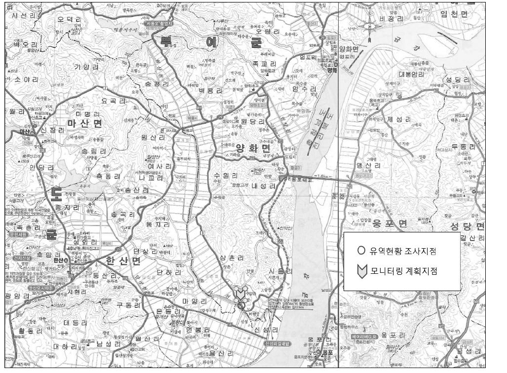 원산천 유역현황 조사지점