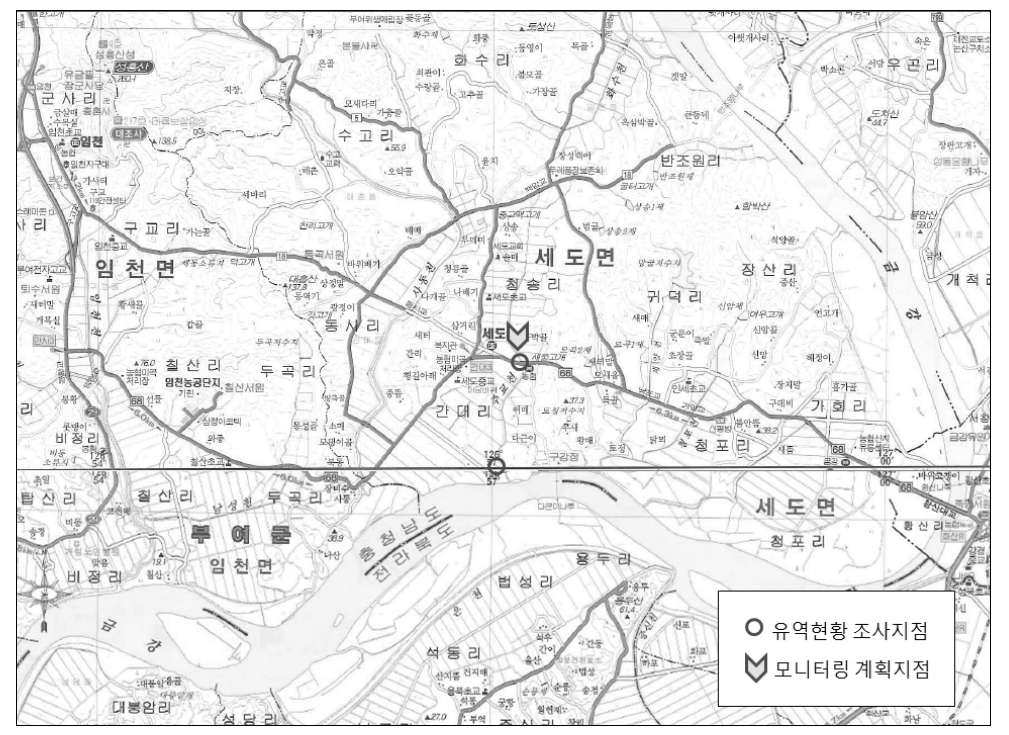 산북천 유역현황 조사지점