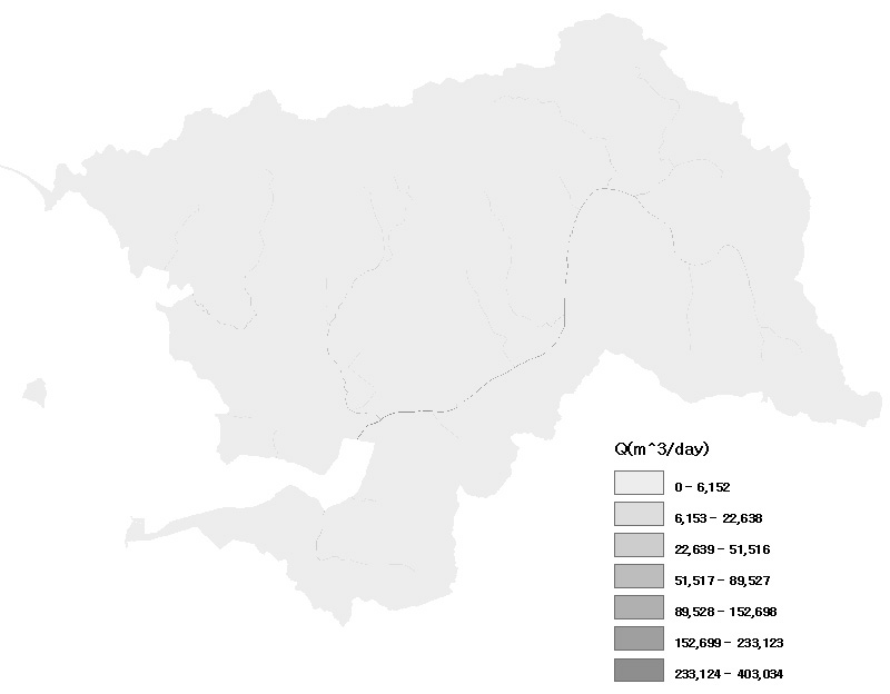 면적비에 의한 군산연안 기준유량 배분결과