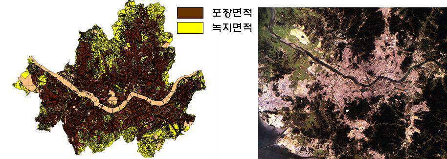 서울시의 불투수 포장면적