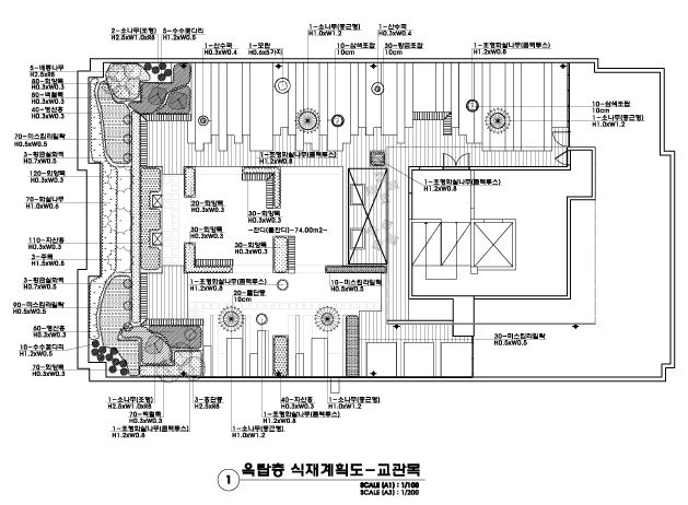 서울시립청소년수련관 옥상녹화 식재도면