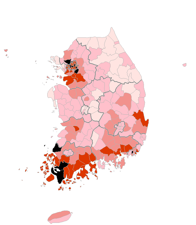 전국 대상 녹화우선지역 등급