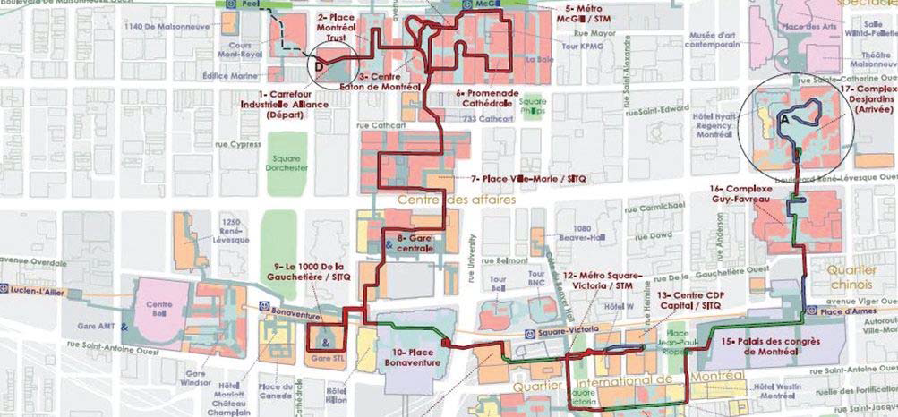 몬트리올의 지하 네트워크 - 도심과 기후보호지역, 교통이 없는 보행자 지역을 연결하는 지하연계-