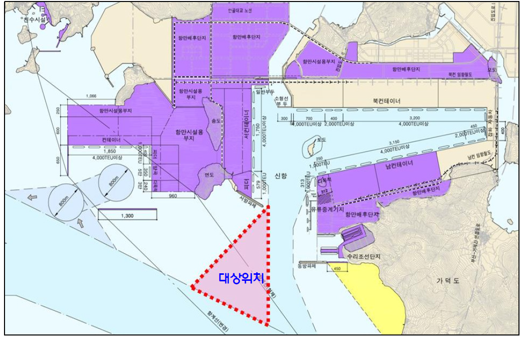 부산항 신항 진입항로 확장 계획위치도